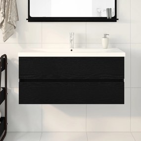 Mobile lavabo  con lavabo integrato rovere nero in legno ingegnerizzato