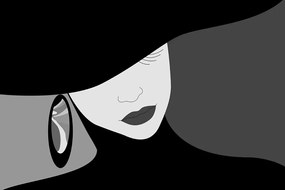 Carta da parati – Nobildonna in bianco e nero con cappello