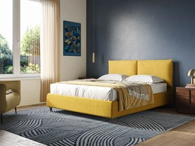 Mariana letto imbottito contenitore con cuscini in tessuto impermeabile T02 giallo