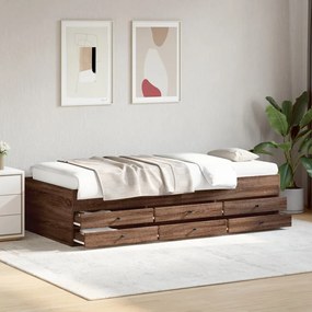 Divano letto con cassetti rovere marrone 90x190 cm multistrato