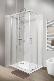 Box doccia angolare con porta scorrevole, vetro 6 mm, L 68-80 cm x L 68-80 cm, H 190 cm, cromo Zesk