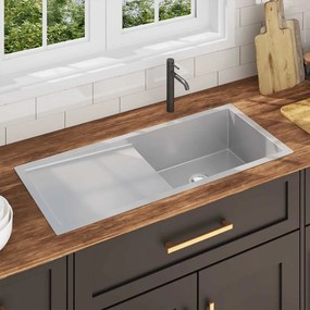 Lavello Da Cucina Lavorato A Mano İn Acciaio Inox /