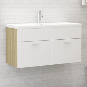 Mobile Sottolavabo Bianco Rovere Sonoma 90x38,5x46 Multistrato /