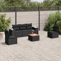 Set Divano da Giardino 6 pz con Cuscini Nero in Polyrattan 3257714