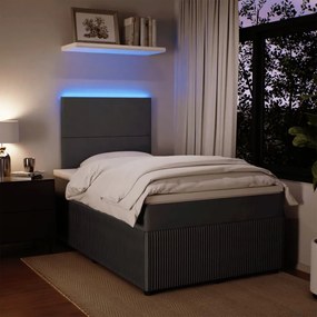 Giroletto a molle con materasso grigio scuro 120x200 cm velluto