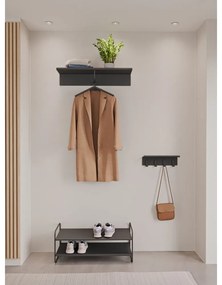 Attaccapanni da parete nero in acciaio con scaffale 11,5 cm A-Hallway – Zone