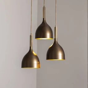 Luminex Lampada a sospensione Noak a 3 luci, rotonda, titanio/oro/oro, acciaio