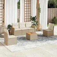 Set Divano da Giardino 6 pz con Cuscini Beige in Polyrattan 3258257