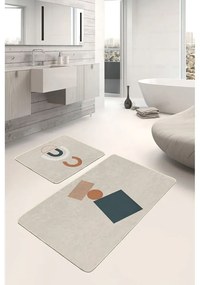 Set di tappetini per il bagno in velluto beige 2 pz 60x100 cm Geometry Shapes – Mila Home