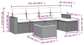 Set divano da giardino 6 pz con cuscini beige in polyrattan