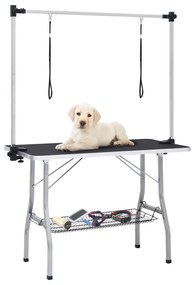 Tavolo Toelettatura Per Cani Regolabile Con 2 Anelli E Cesto /