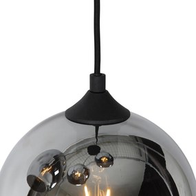 Lampada a sospensione intelligente nera con vetro fumé incl. 4 Wifi A60 - Wallace