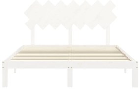 Giroletto con Testiera Bianco 140x190 cm in Legno Massello