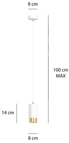 Sospensione Moderna 1 Luce Ivar A Cilindro In Acciaio Bianco E Oro
