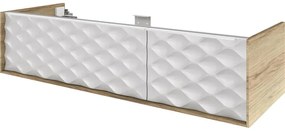 Mobile da bagno sospeso sotto lavabo L 135 x H 32 x P 48 cm beige laccato lucido, 1 cassetto SENSEA Neo