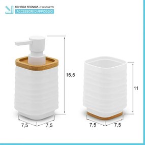 Set accessori bagno dispenser e portaspazzolini d'appoggio in abs bianco Wave