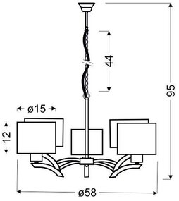 Lampadario a sospensione con filo DRAGA 5xE27/60W/230V beige/cromo lucido