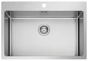Lavello sopratop 1 vasca PYRAMIS Istros inox L 51 x L 75.5 cm argento