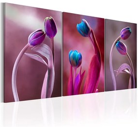 Quadro Tulipani innamorati  Colore Viola, Dimensioni e Misure 120x60