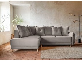 Divano letto in velluto a coste marrone chiaro (angolo sinistro) Lazy Lukka - Miuform