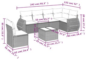 Set Divani da Giardino con Cuscini 7pz Nero Polyrattan