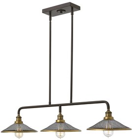 Lampadario Vintage Rigby Acciaio Bronzo Buckeye 3 Luci E27