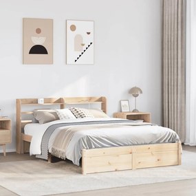 Giroletto Con Testiera 140x190 Cm İn Legno Massello Di Pino /