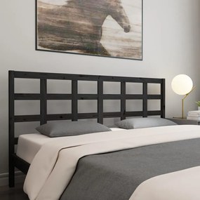 Testiera per letto nera 185,5x4x100cm in legno massello di pino