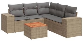 Set divano da giardino 6 pz con cuscini beige in polyrattan