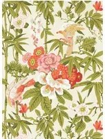 Sanderson Tapete Bamboo and Birds - Mandarin Red/ Olive