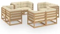 Set Divani da Giardino 8 pz con Cuscini Legno Massello Pino cod mxl 41291