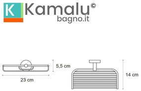 Kamalu - Portaoggetti doccia a griglia in acciaio inox nero opaco 23cm | MIRA-N