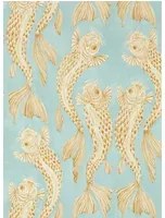 Sanderson Carta da parati Voyaging Koi - Clear Sky/ Persimmon