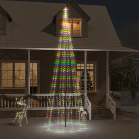 Albero di Natale Pennone con LED di diverse intensità e altezze, Colorato / 500 cm / 732