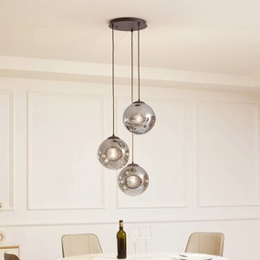 Lampada a sospensione in vetro Valentina Lindby, dimmerabile, Alluminio / Grigio / Zincato, Soggiorno / Sala da pranzo, Vetro, Design, Lampada a sospensione
