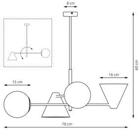 Plafoniera Moderna Industrial Hermes 4 Luci Bianco