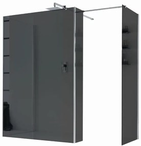 Box doccia walk-in Wens, vetro fumè 6 mm, H 200 cm, profilo cromo