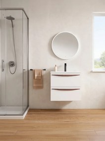 Mobile da bagno sospeso sotto lavabo L 60 x H 55 x P 45 cm bianco laccato opaco, 2 cassetti VISOBATH Arco