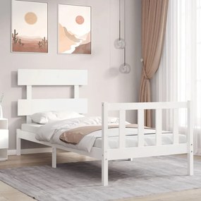 Giroletto con testiera bianco 90x200 cm in legno massello