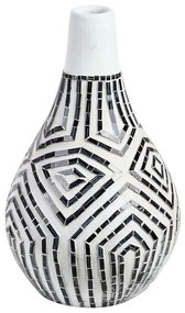 Terracotta Vaso decorativo 50 Bianco Nero OMBILIN Beliani