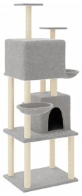 Albero per gatti con tiragraffi in sisal grigio chiaro 180 cm