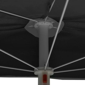 Ombrellone Semicircolare con Palo 180x90 cm Antracite