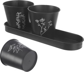 Set di vasi in metallo per erbe aromatiche 3 pz ø 11 cm Black - Orion
