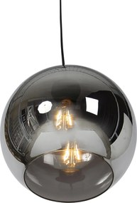 Lampada a sospensione intelligente nera con vetro fumé incl. Wifi A60 - Wallace