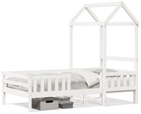 Giroletto Con Tetto Bianco 75x190 Cm Legno Massello Di Pino /