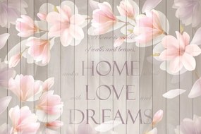 Carta da parati – Magnolia Vintage con Scritta