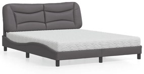 Letto Con Materasso Grigio 160x200 Cm İn Similpelle /