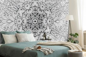 Carta da parati – Mandala etnica in bianco e nero