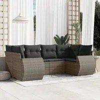 Set Divano da Giardino 6 pz con Cuscini Grigio in Polyrattan 3221779