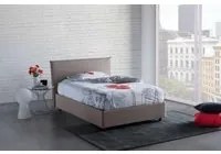 Letto piazza e mezza Ashasa, Letto contenitore con rivestimento in tessuto, Made in Italy, Apertura frontale, adatto per materasso cm 120x190, Tortora